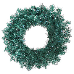 24 Inch Aqua Tinsel Wreath