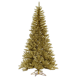 4.5 Foot Gold And Silver Tinsel Artificial Christmas Tree Unlit