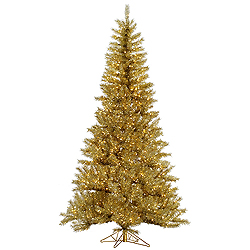 Christmastopia.com - 6.5 Foot Gold And Silver Tinsel Artificial Christmas Tree 450 Clear Lights