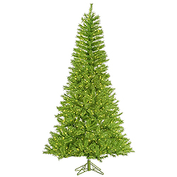 14 Foot Lime Tinsel Artificial Halloween Tree 3650 Lime Lights