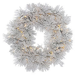 Christmastopia.com - 48 Inch Flocked Alberta Wreath With Pine Cones 100 LED Warm White Lights