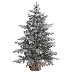 4 Foot Frosted Sable Pine Artificial Christmas Tree - Unlit - Burlap Base