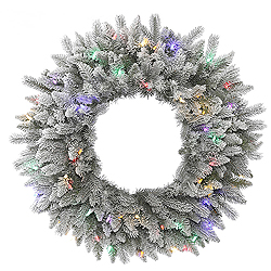 Christmastopia.com 24 Inch Frosted Sable Pine Wreath 50 LED Multi Lights