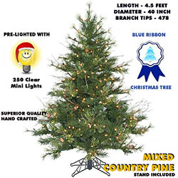 4.5 Foot Mixed Country Pine Lighted Artificial Christmas Tree Unlit