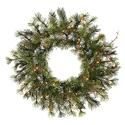 24 Inch Prelit Mixed Country Artificial Christmas Wreath 50 Clear Lights