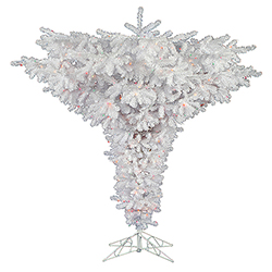 5 Foot Crystal White Upside Down Artificial Christmas Tree 450 Clear Lights