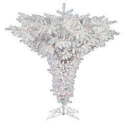 7.5 Foot Crystal White Upside Down Artificial Christmas Tree 650 Clear Lights