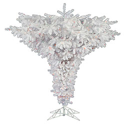 9 Foot Crystal White Upside Down Artificial Christmas Tree Unlit