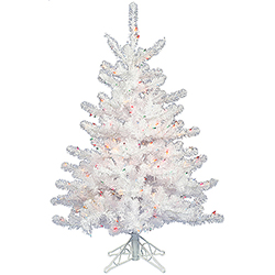 2 Foot Crystal White Artificial Christmas Tree 50 DuraLit Multi Lights