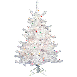 3 Foot Crystal White Artificial Christmas Tree 50 DuraLit Multi Lights