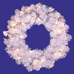 20 Inch Crystal White Wreath 50 DuraLit Clear Light
