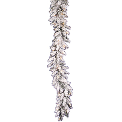 Christmastopia.com - 9 Foot Flocked Alaskan Garland 50 DuraLit Clear Lights