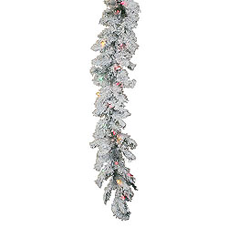 Christmastopia.com - 9 Foot Flocked Alaskan Garland 50 DuraLit Multi Lights