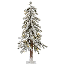 2 Foot Flocked Alpine Artificial Christmas Tree 50 LED Warm White Lights