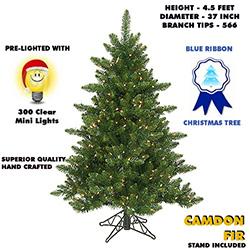 4.5 Foot Camdon Fir Lighted Artificial Christmas Tree With Clear Tree Lights
