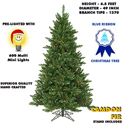 Christmastopia.com 6.5 Foot Camdon Fir Lighted Artificial Christmas Tree With Multi Tree Lights
