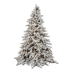 10 Foot Flocked Utica Artificial Christmas Tree 1450 DuraLit Clear Lights