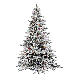 10 Foot Flocked Utica Artificial Christmas Tree 1450 LED M5 Italian Multi Color Mini Lights