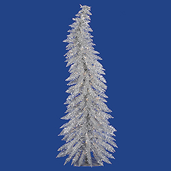 2.5 Foot Silver Whimsical Artificial Christmas Tree - 35 DuraLit Incandescent Clear Mini Lights