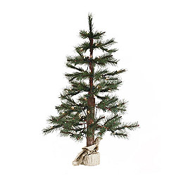 3 Foot Norwegian Pine Artificial Christmas Tree Burlap Base 70 Clear Lights