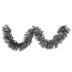 9 Foot Frosted Brewer Pine Garland 50 Clear Lights