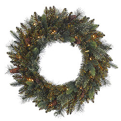 30 Inch Reno Mixed Pine Wreath 50 Clear Lights