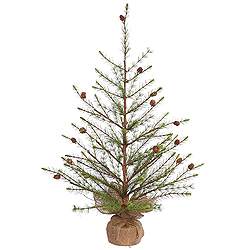 Christmastopia.com 3 Foot Missoula Pine Artificial Christmas Tree With Cones - Unlit - Burlap Base