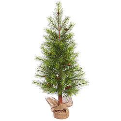 4 Foot White Pine Atificial Christmas Tree With Pine Cones Unlit