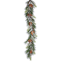 6 Foot Bavarian Pine Garland With Pine Cones