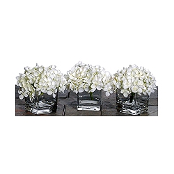 Christmastopia.com Mini Hydrangea With Acrylic Vases 3 per Set