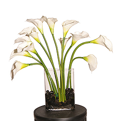 Natural Touch White Calla Lillies in an oval glass vase