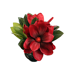 Triple Magnolia Artificial Floral Arrangement Glass Vase