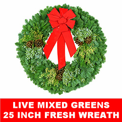 Christmastopia.com Live Mixed Greens Fresh Christmas Wreath