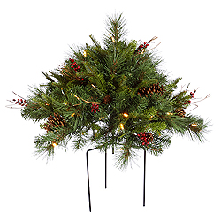 1.5 Foot Cibola Berry Bush 3 Foot Wide 50 LED Warm White Lights