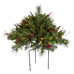 Christmastopia.com - 1.5 Foot Cibola Berry Bush 3 Foot Wide 50 LED Warm White Lights
