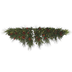 Christmastopia.com 6 Foot Big Cascade Mantle Swag 100 LED Warm White Lights