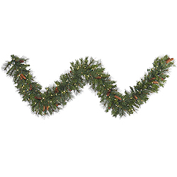 Christmastopia.com 9 Foot Savannah Mixed Pine Garland 100 DuraLit Clear Lights