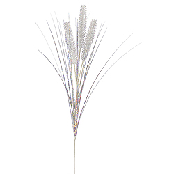 White Glitter Wheat Onion Grass Decorative Artificial Wedding Spray Set of 12