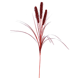 Red Glitter Wheat Onion Grass Decorative Artificial Christmas Spray Set of 12