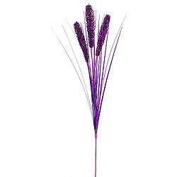 Purple Glitter Wheat Onion Grass Decorative Artificial Christmas Spray Set of 12