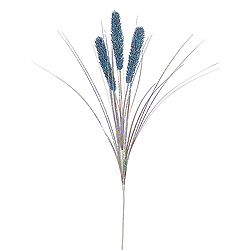 Teal Glitter Wheat Onion Grass Decorative Artificial Christmas Spray Set of 12