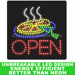Pizza LED Flashing Lighted Open Sign