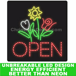 Flower LED Flashing Lighted Open Sign