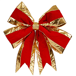 30 Inch Red Structured Bow Gold Trim