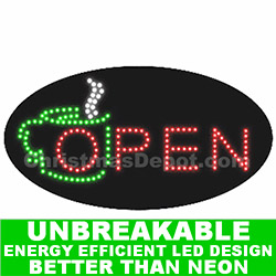 Coffee LED Flashing Lighted Open Sign