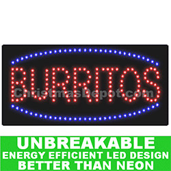 Flashing LED Lighted Burritos Sign