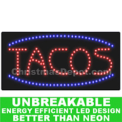 Flashing LED Lighted Tacos Sign