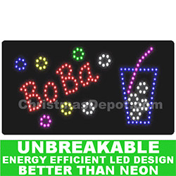 Flashing LED Lighted Boba Sign