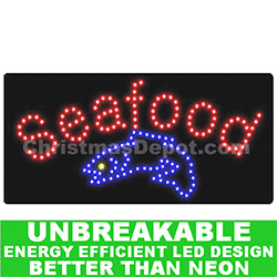 Flashing LED Lighted Seafood Sign