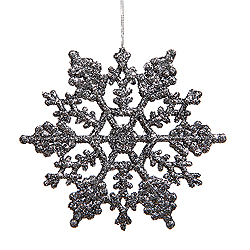 4 Inch Pewter Glitter Snowflake Christmas Ornament 2 per Set4
